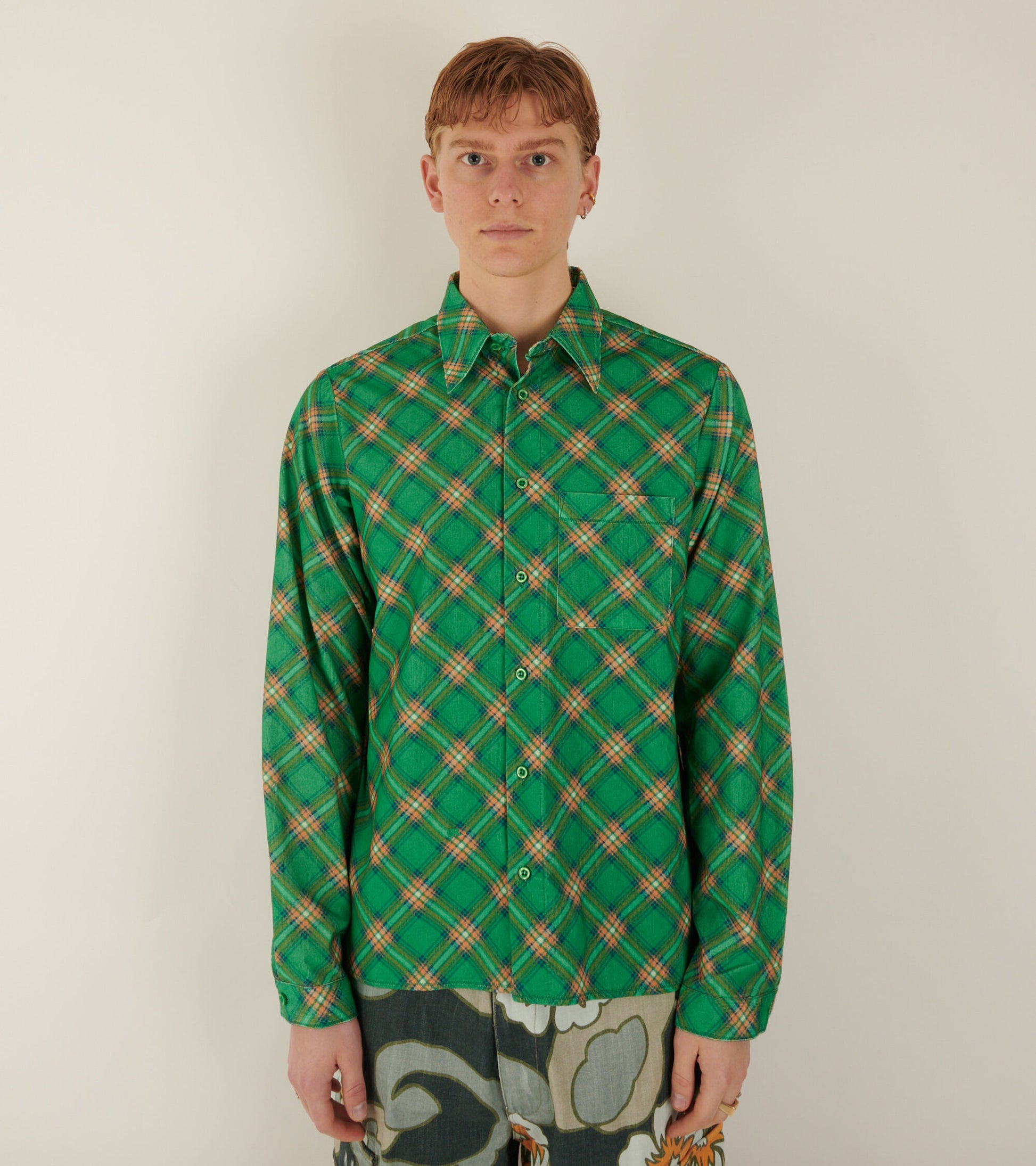 Corduroy Shirt Green Plaid