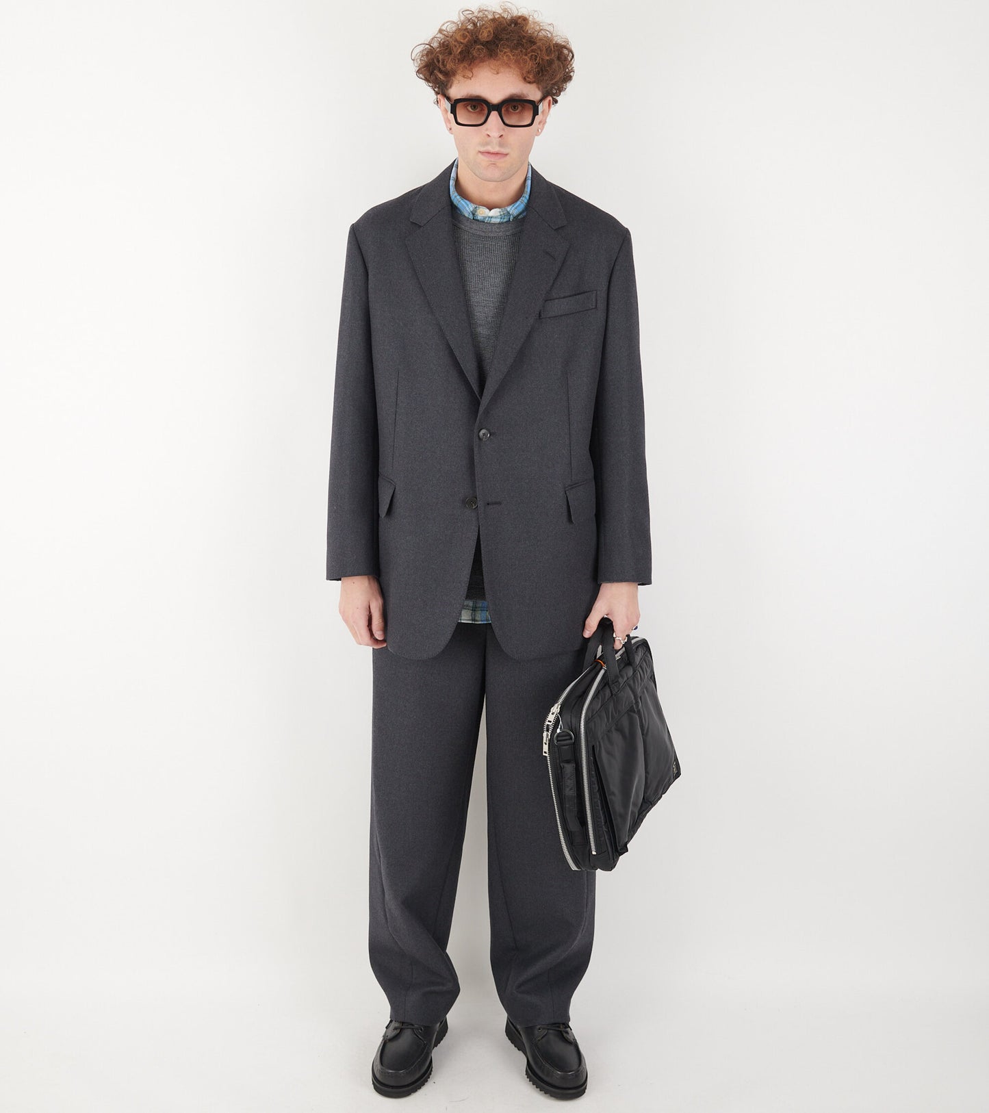 Light Melton Slacks Top Charcoal