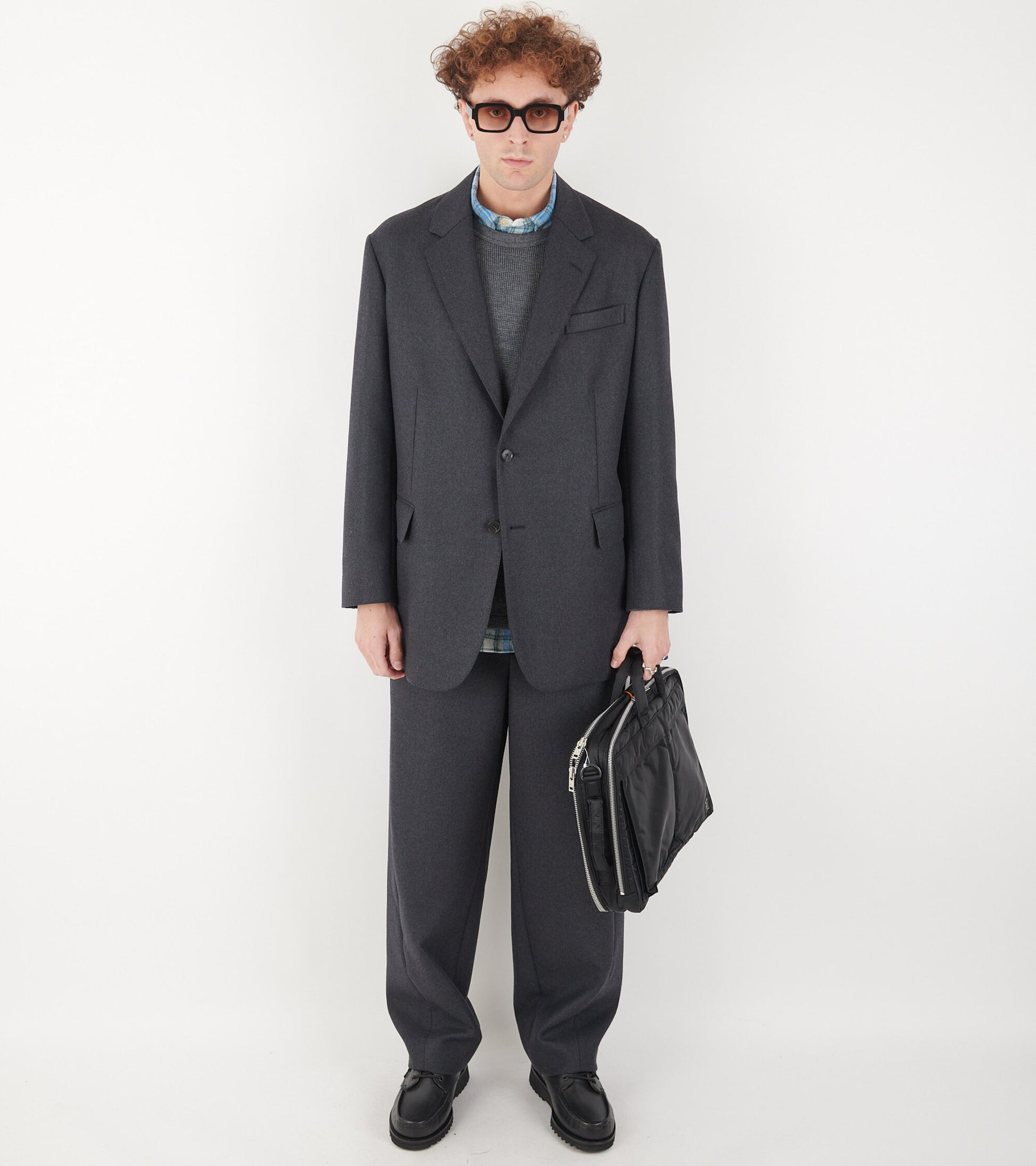 Light Melton Slacks Top Charcoal