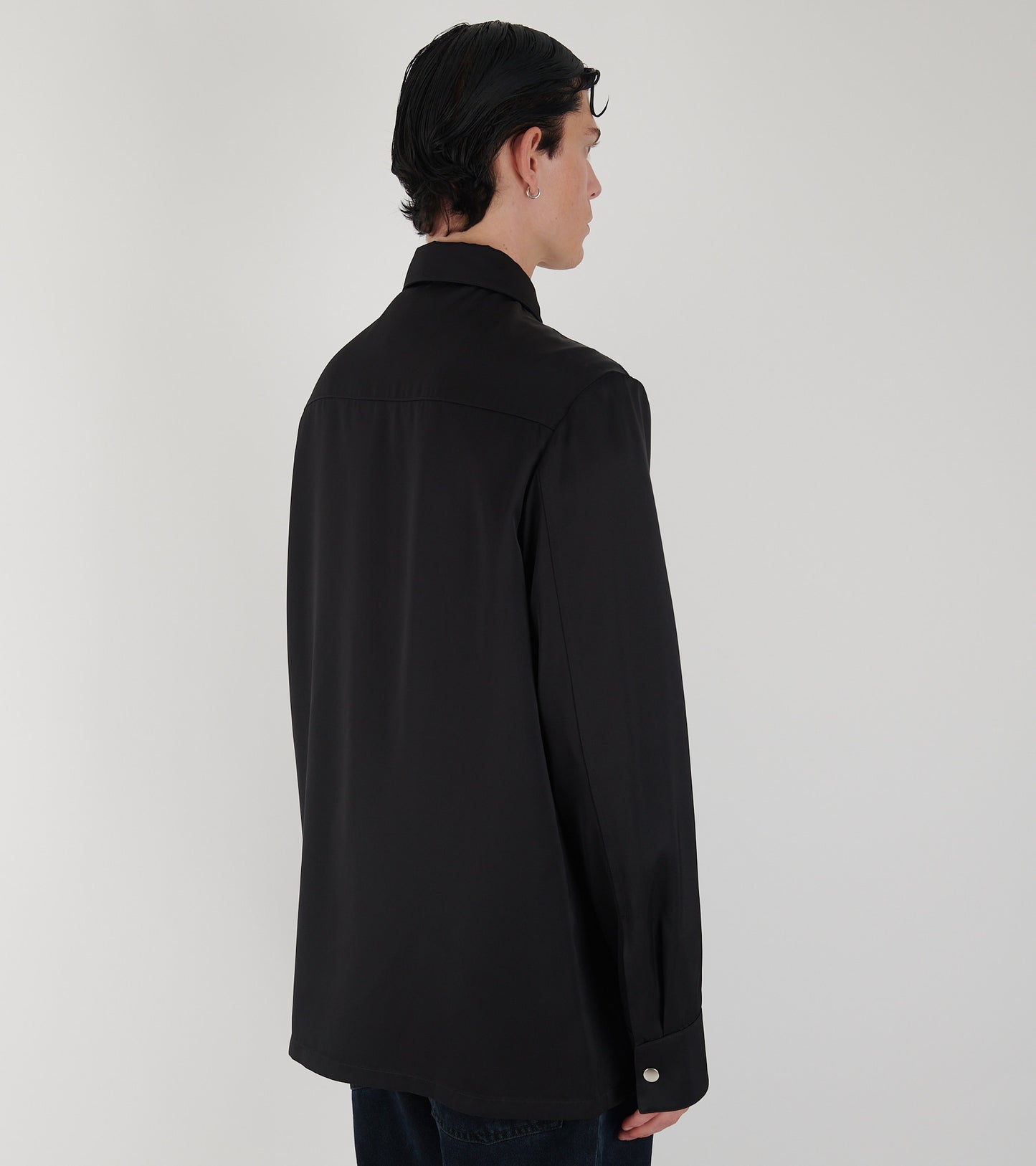 Heavy Viscose Silk Twill Shirt Black