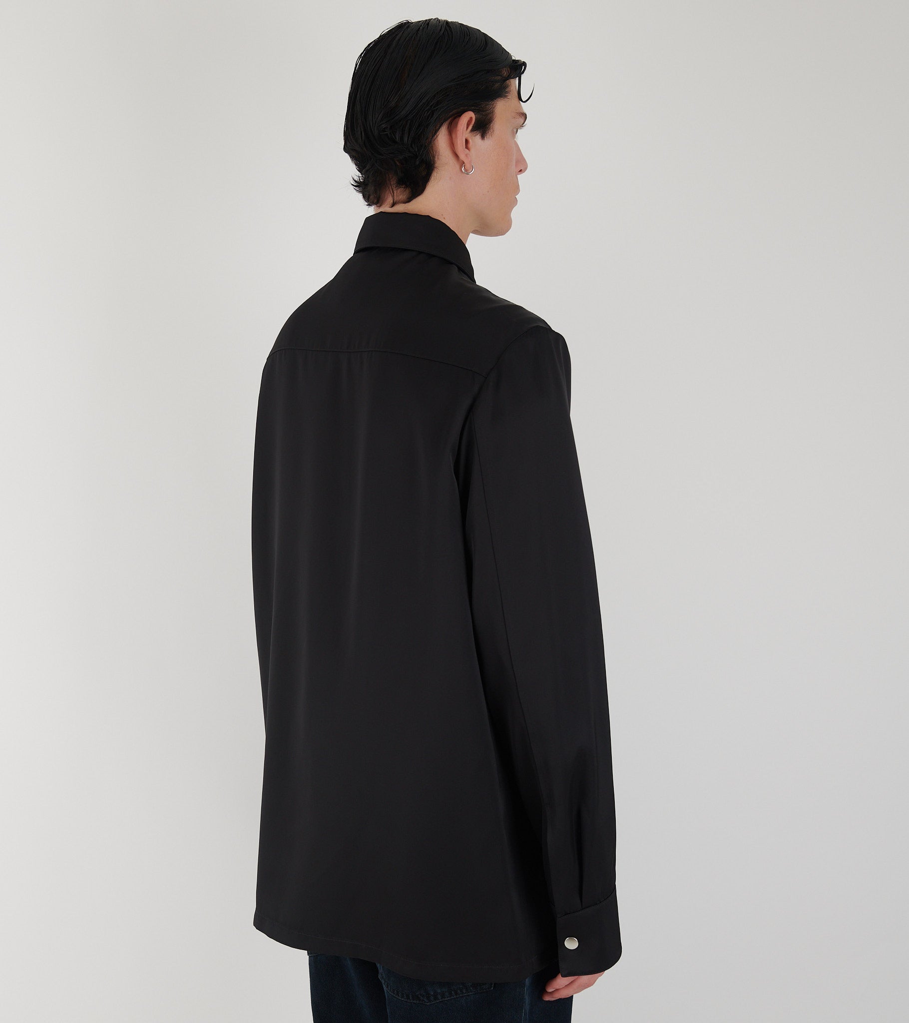 Heavy Viscose Silk Twill Shirt Black