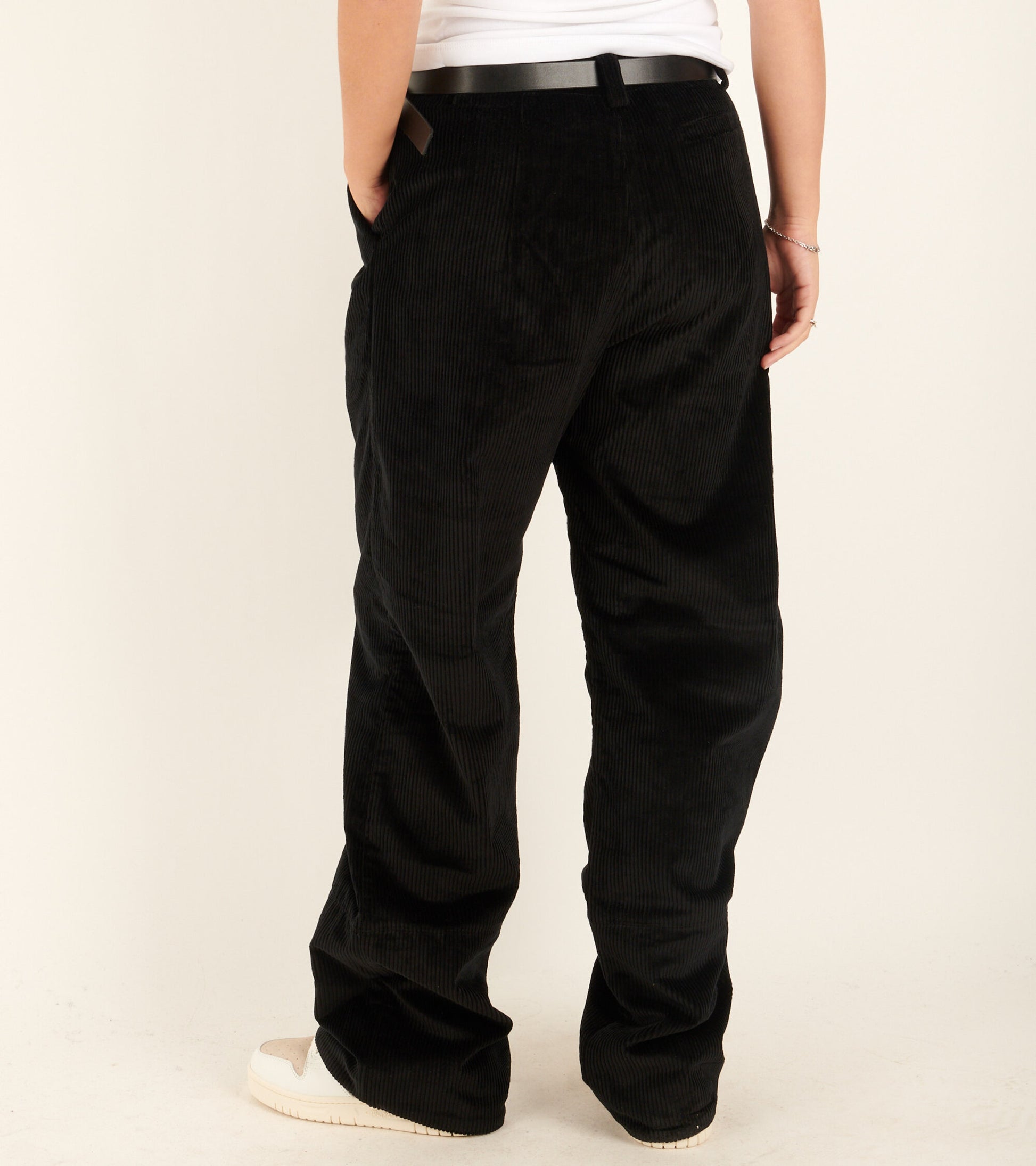 Corduroy Box Trousers Black