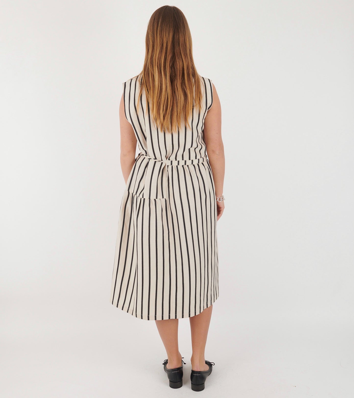 Mismatch Dress Creme Black Stripe