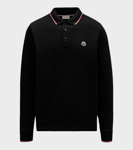 L/S Logo Stripe Polo Black
