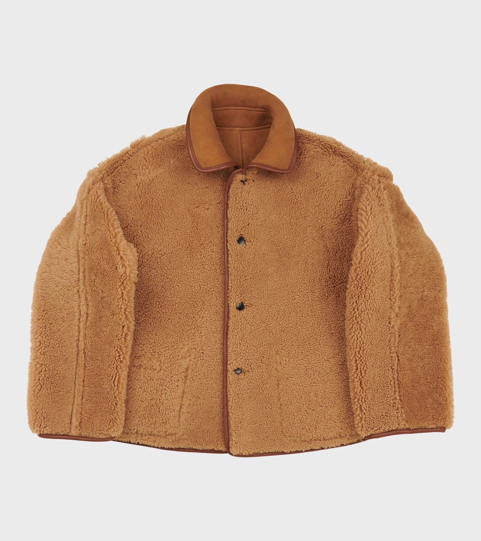 Suede Back Curly Hair Avis Jacket Tan
