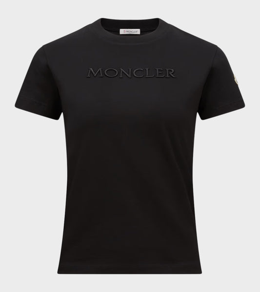 Embroidered Tonal Logo Cotton T-shirt Black