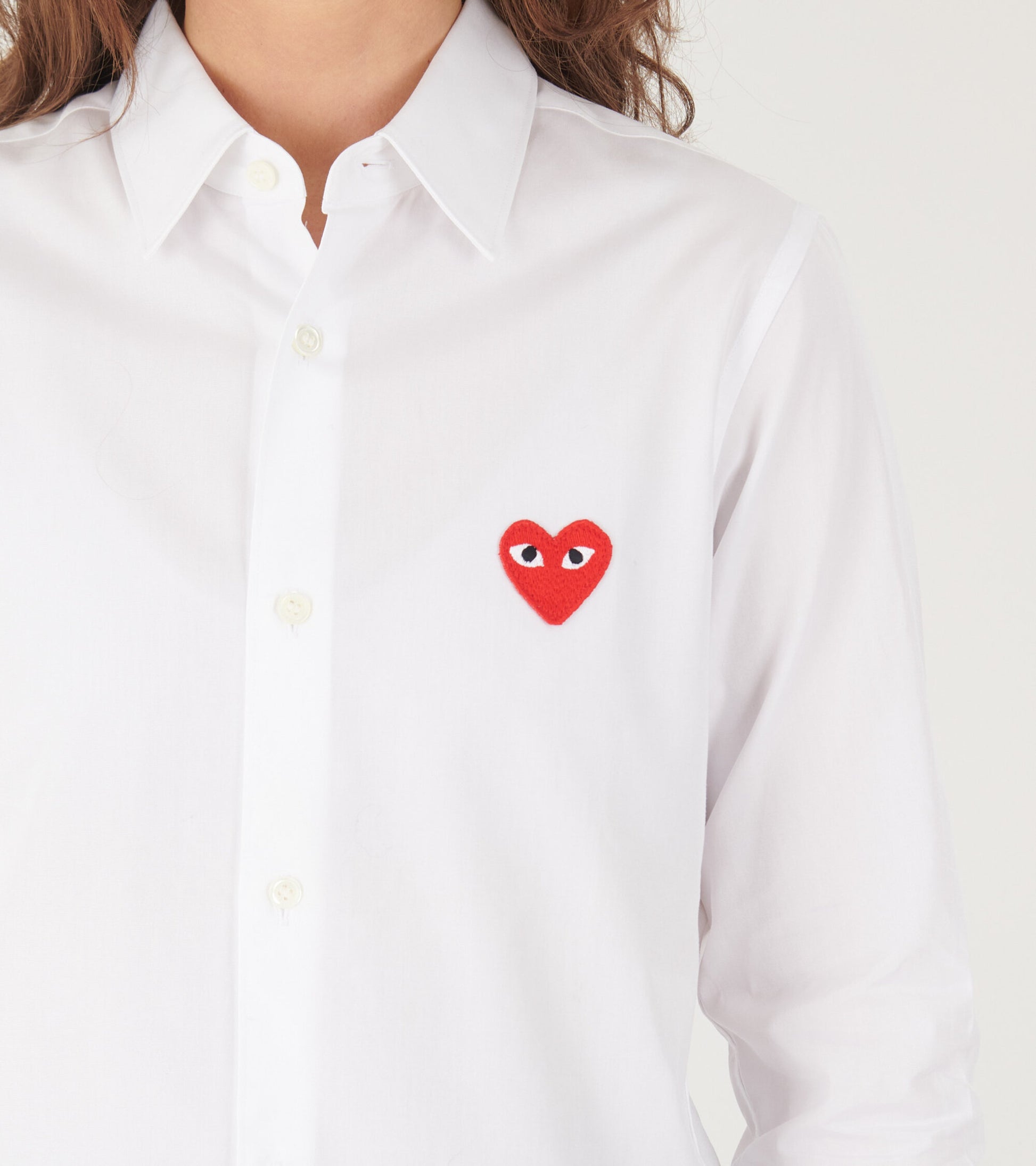 W Red Heart Shirt White