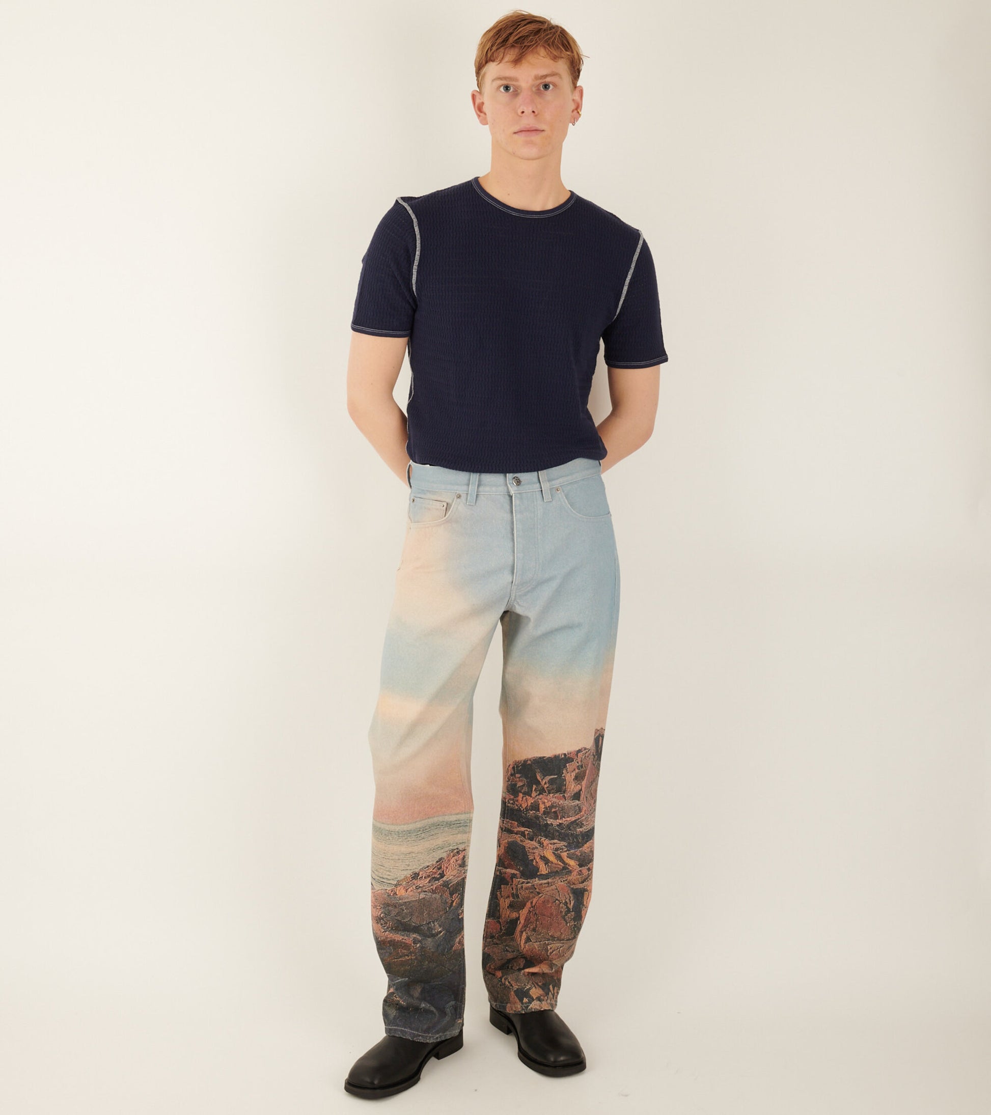 Loose Jeans Printed Sunset