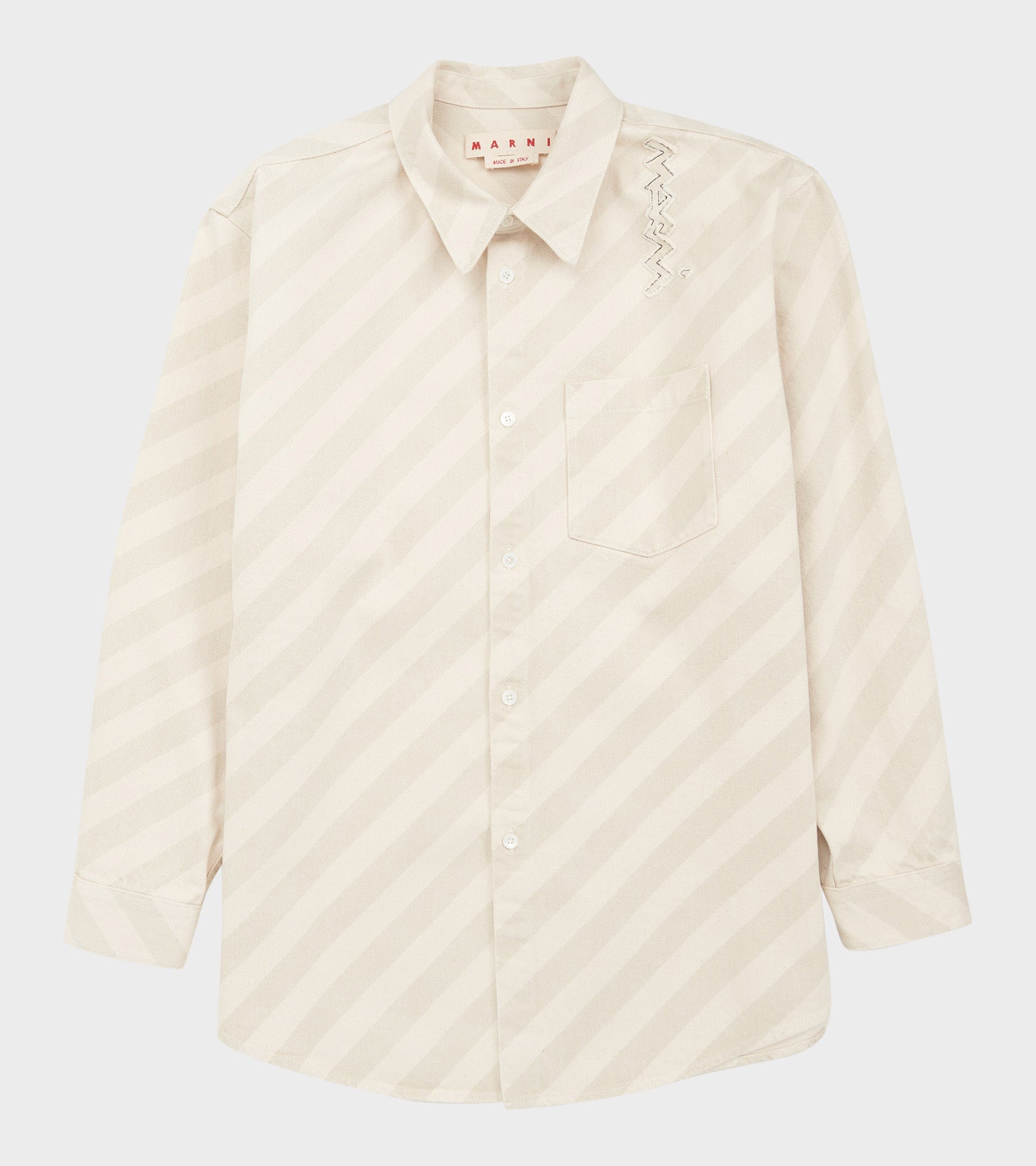 Striped Washed Denim Overshirt Bone