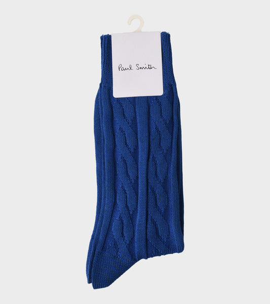 Shiny Cable Socks Blue