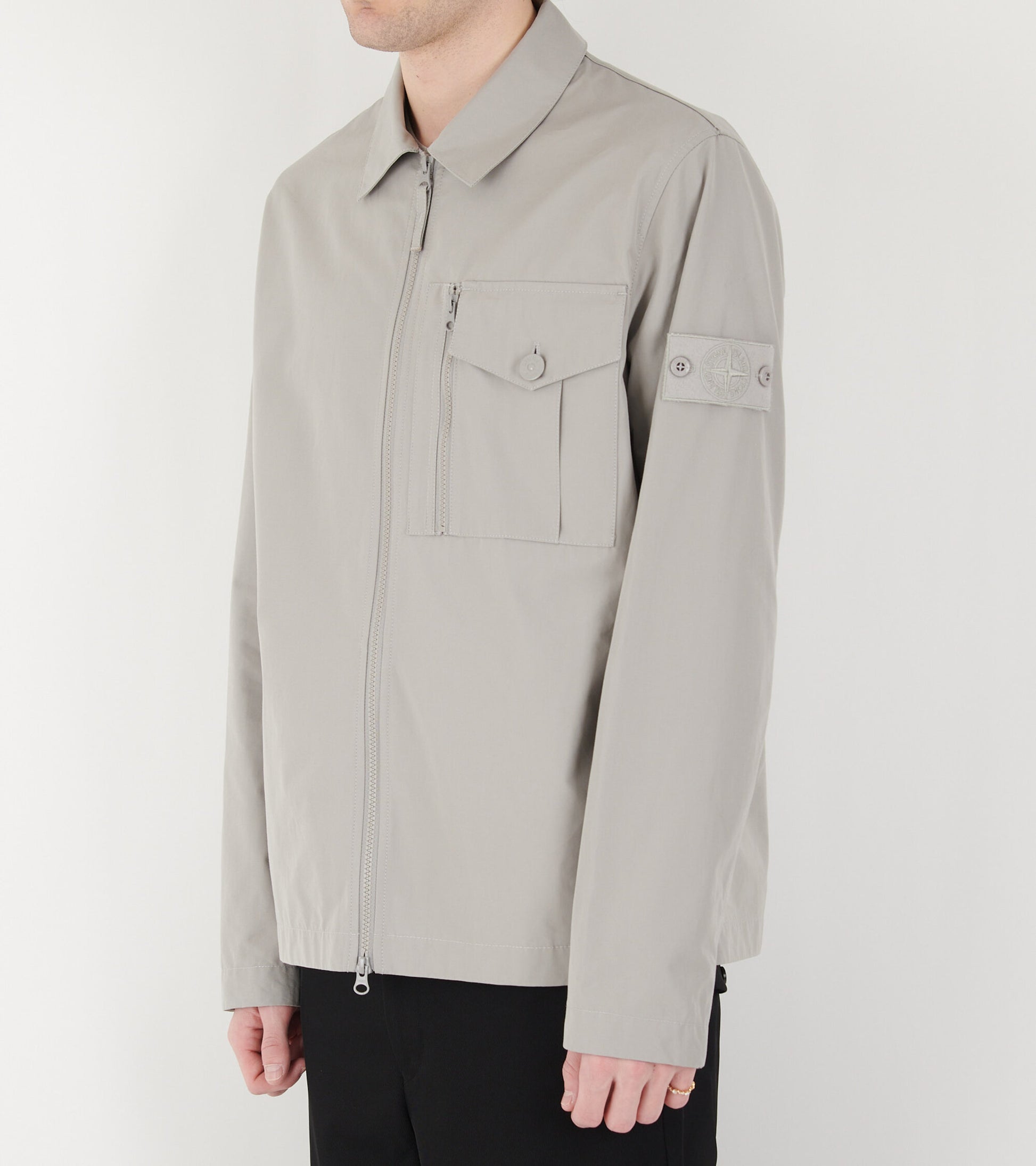 Ghost Cotton Zip Overshirt Grey