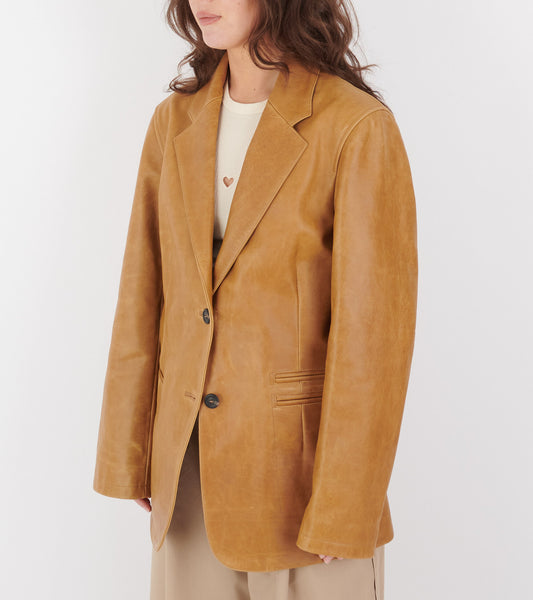 W Opening Blazer Burnt Sugar Leather