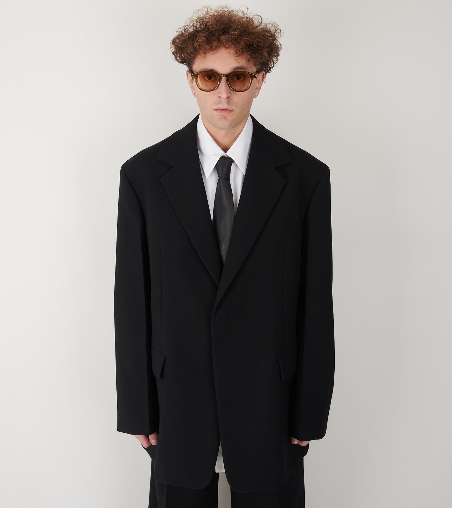 Textured Wool Blazer Black