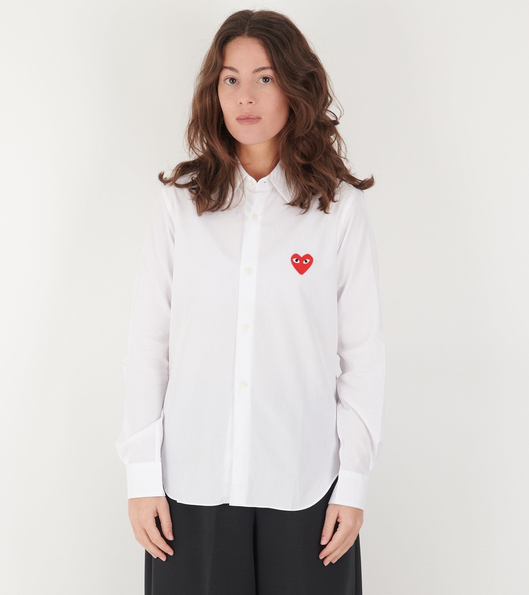W Red Heart Shirt White