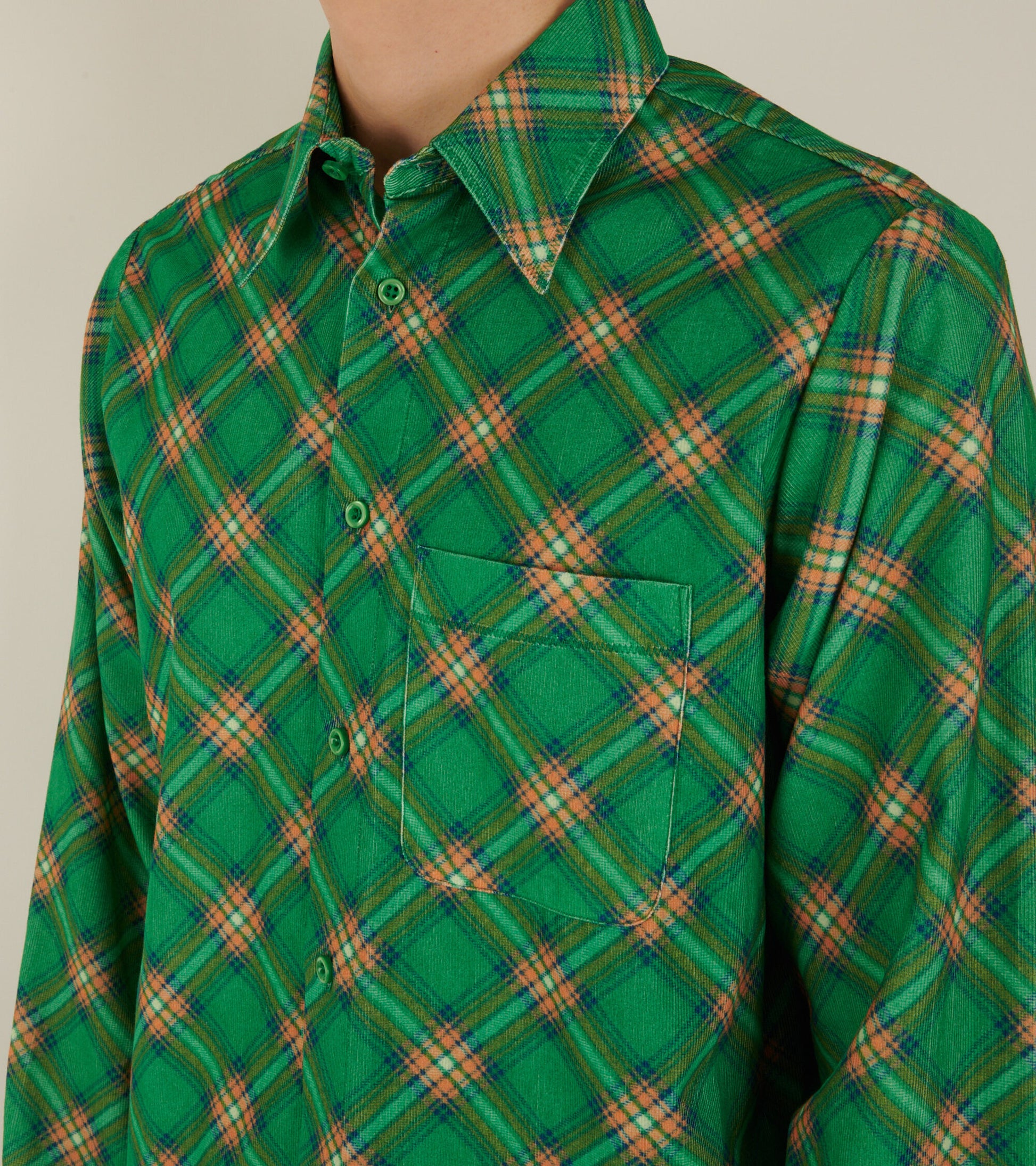 Corduroy Shirt Green Plaid