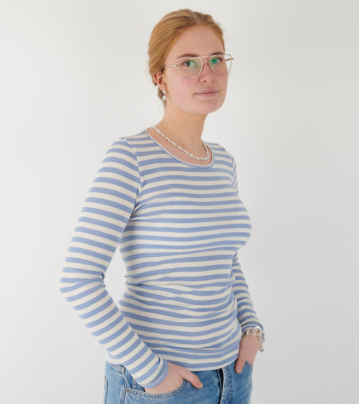 101 Rib Light Blue/Ecru