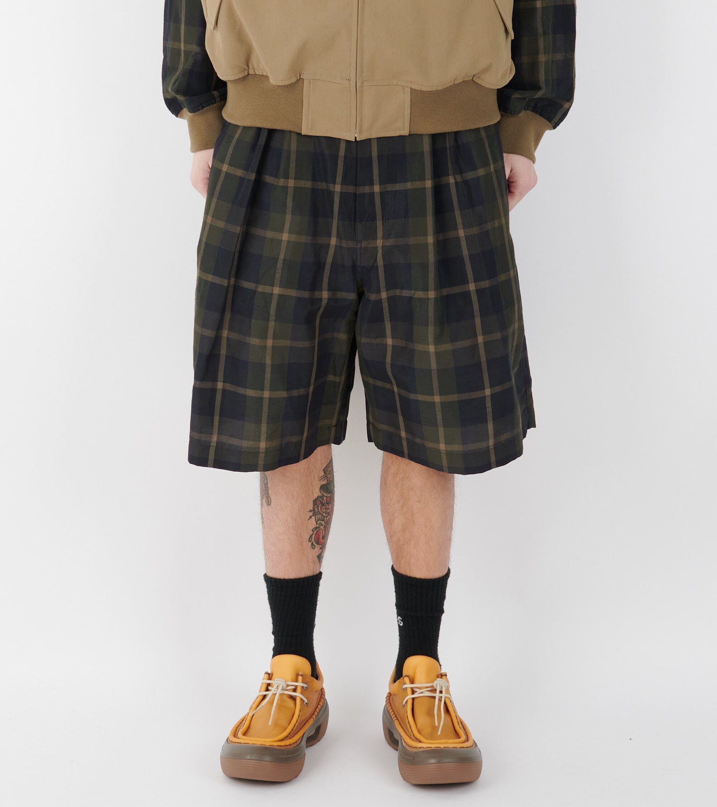 Checkered Shorts Navy/Olive Green