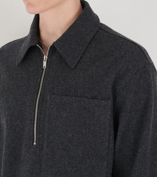 Wool Half Zip Overshirt Dark Grey