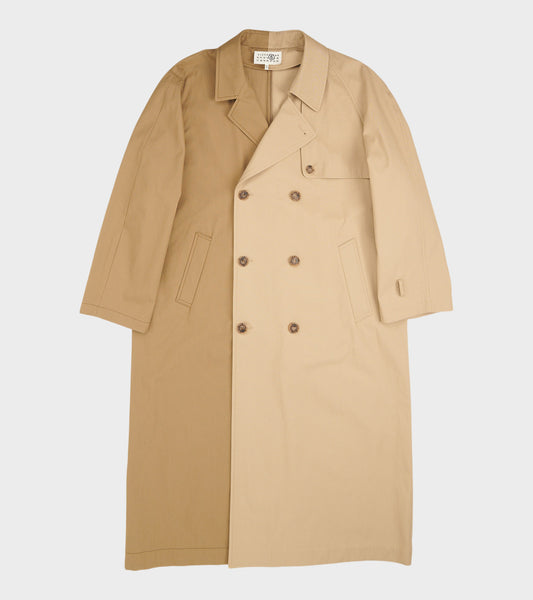 Oversize Two Tone Trench Coat Beige