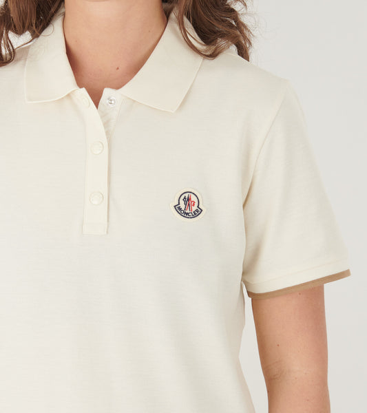 S/S Logo Cotton Polo Shirt White/Light Brown
