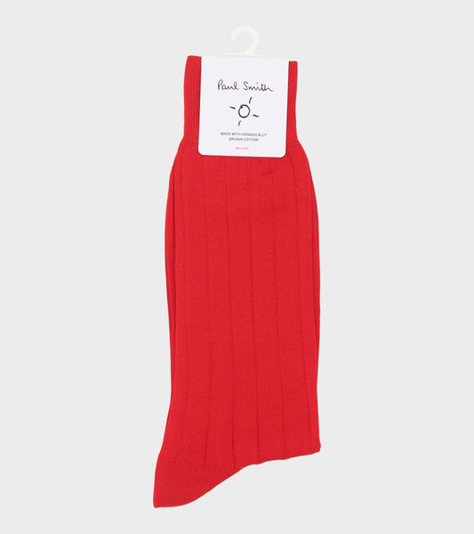 Plain Rib Socks Red