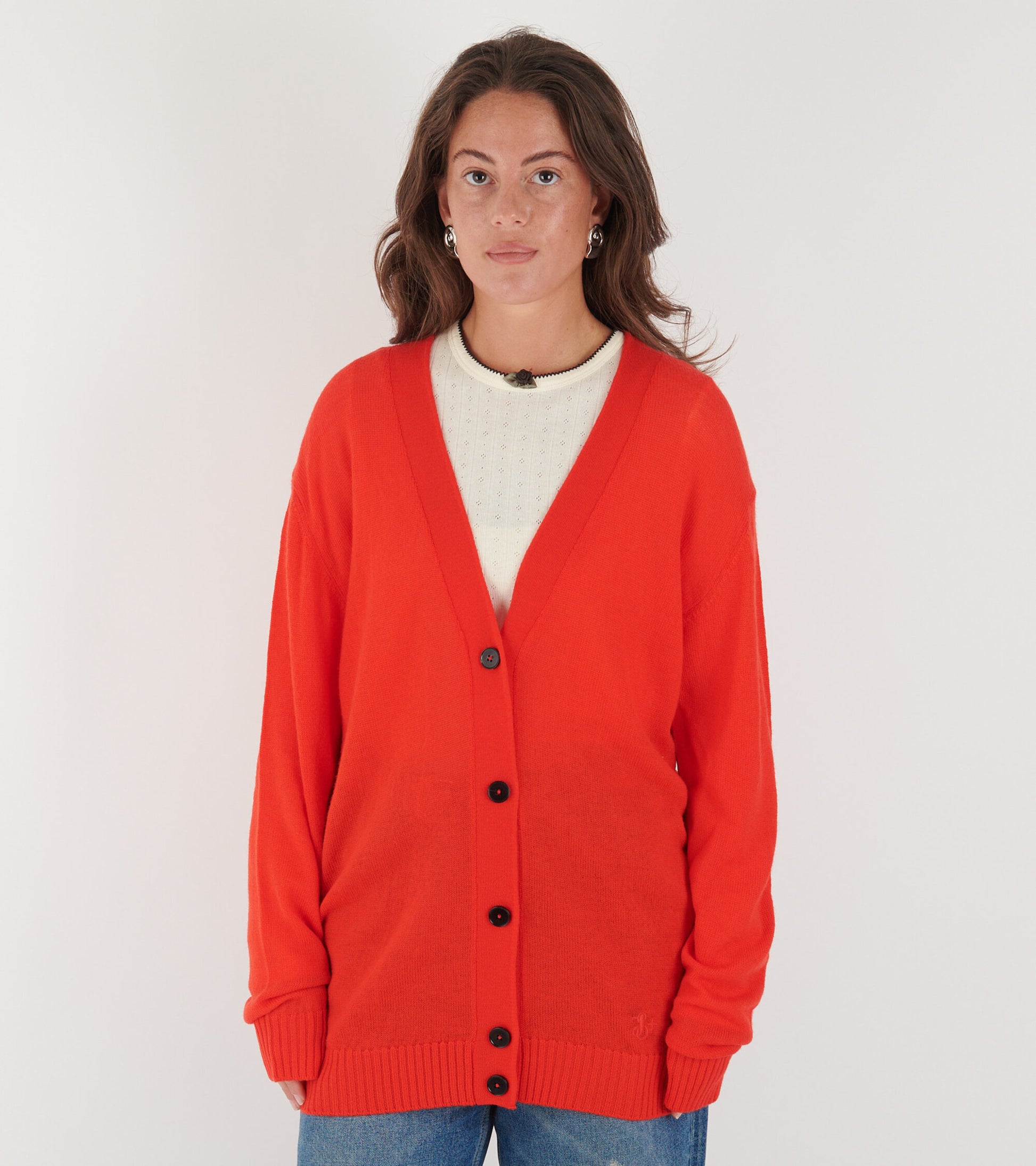 Wool Cardigan Bright Red