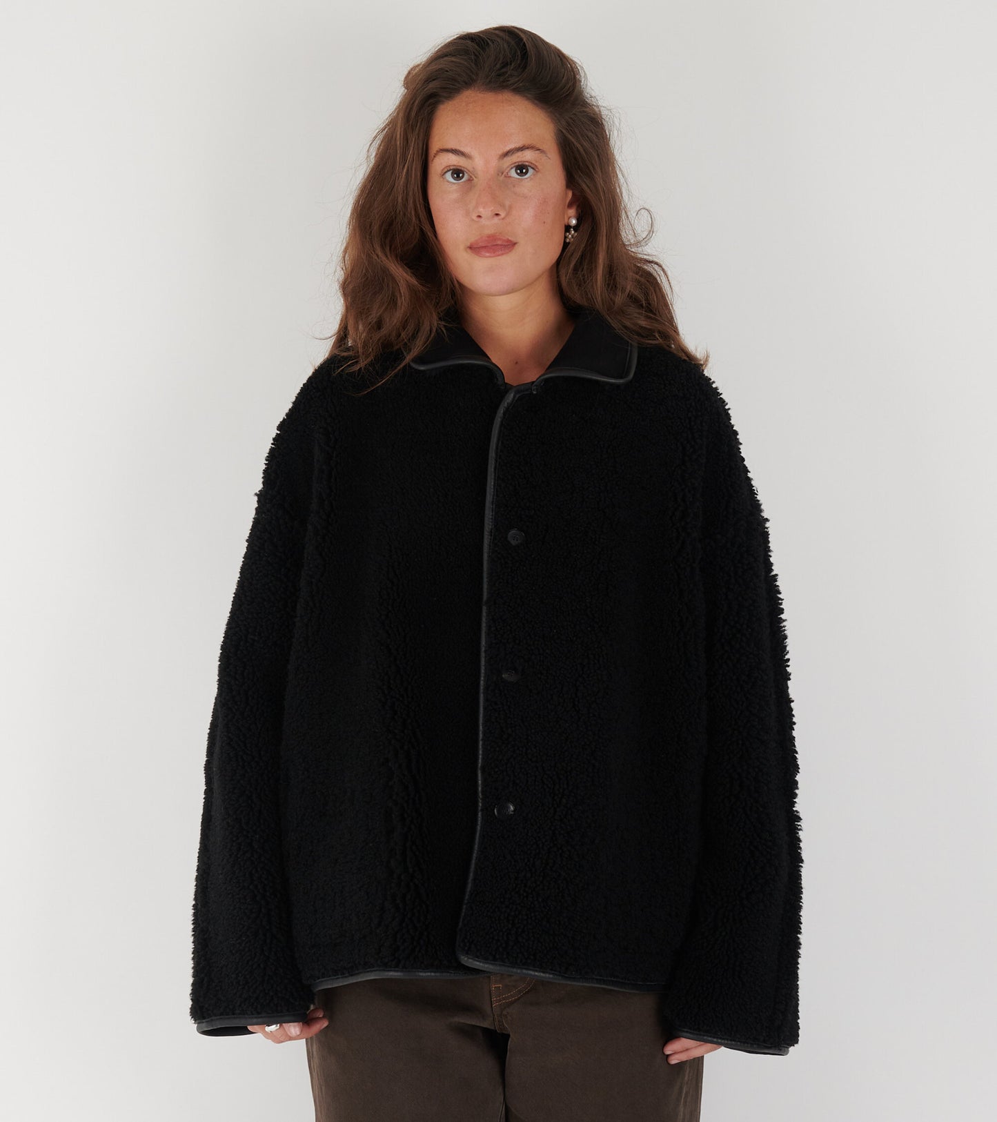 Suede Back Curly Hair Avis Jacket Black
