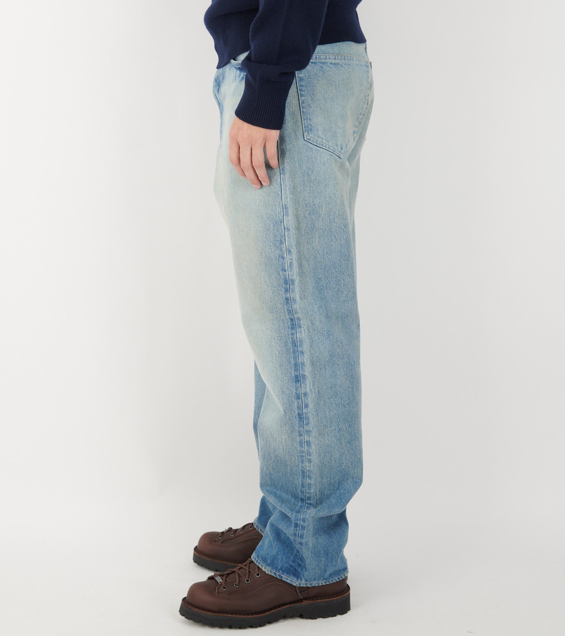 Selvedge Faded Heavy Denim Wide Pants Faded Indigo