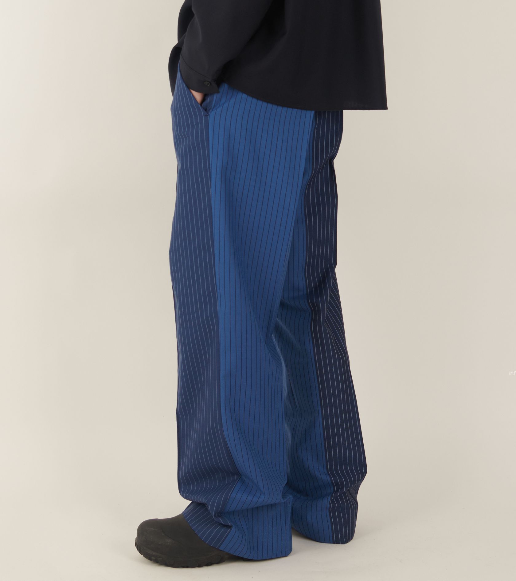 Degrade Pinstripe Wool Pants Blue Mix