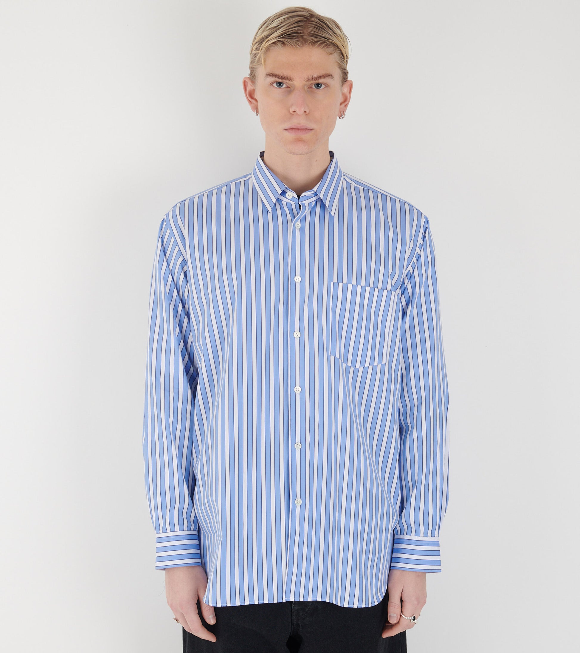 Mens Shirt Woven Blue/White