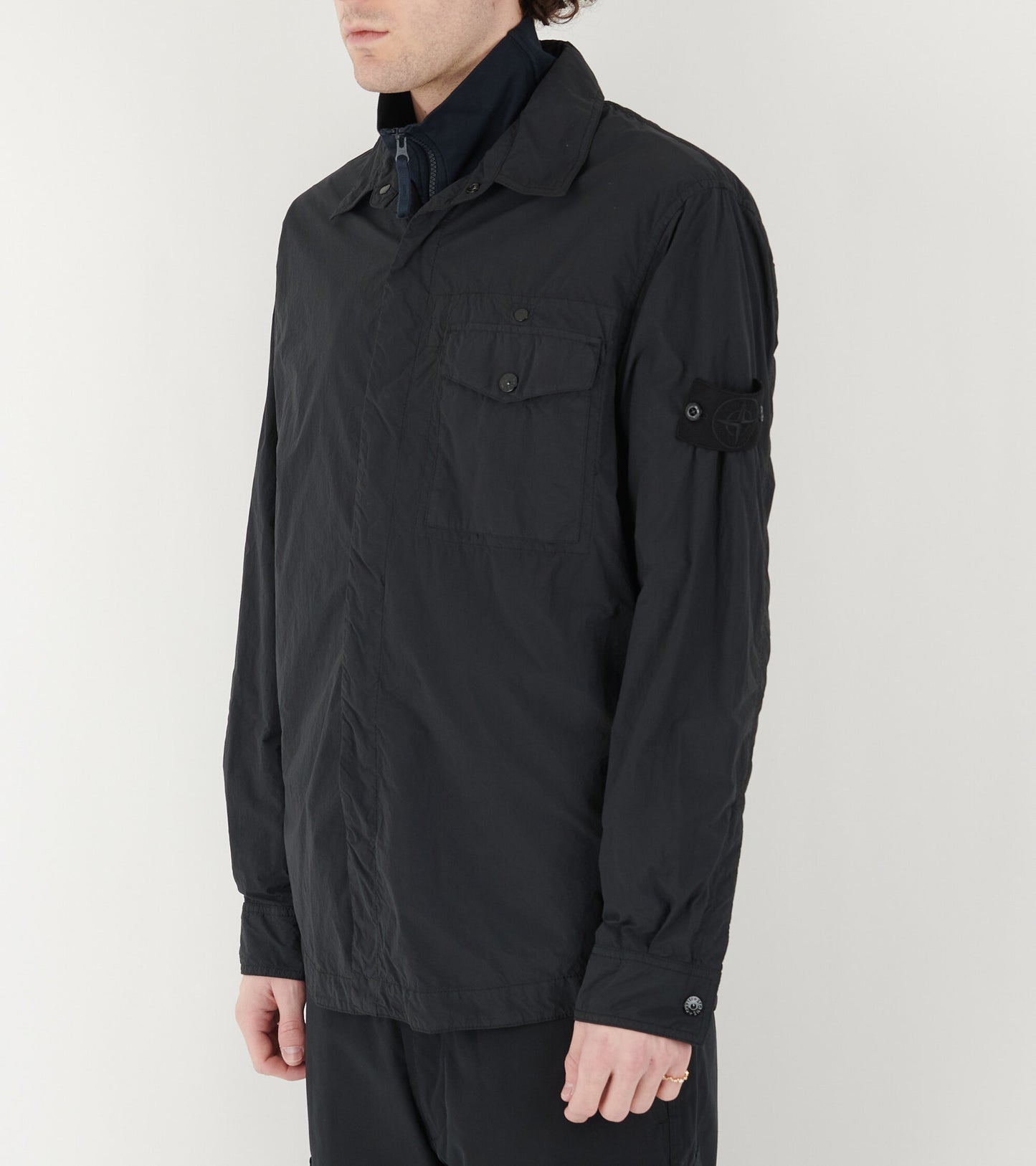 Ghost Nylon Crinkle Overshirt Black