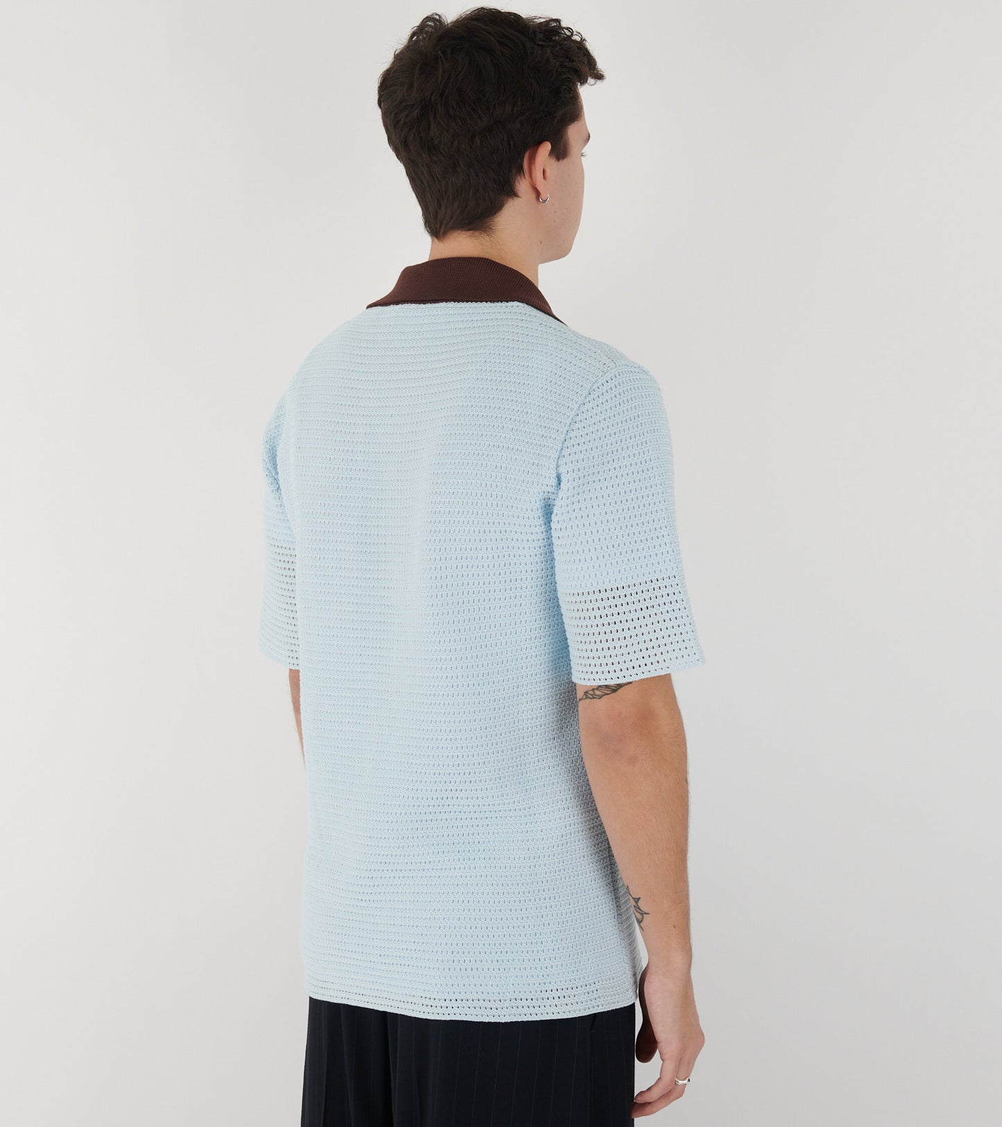 Knit Polo T-shirt Sky Blue/Earth Brown