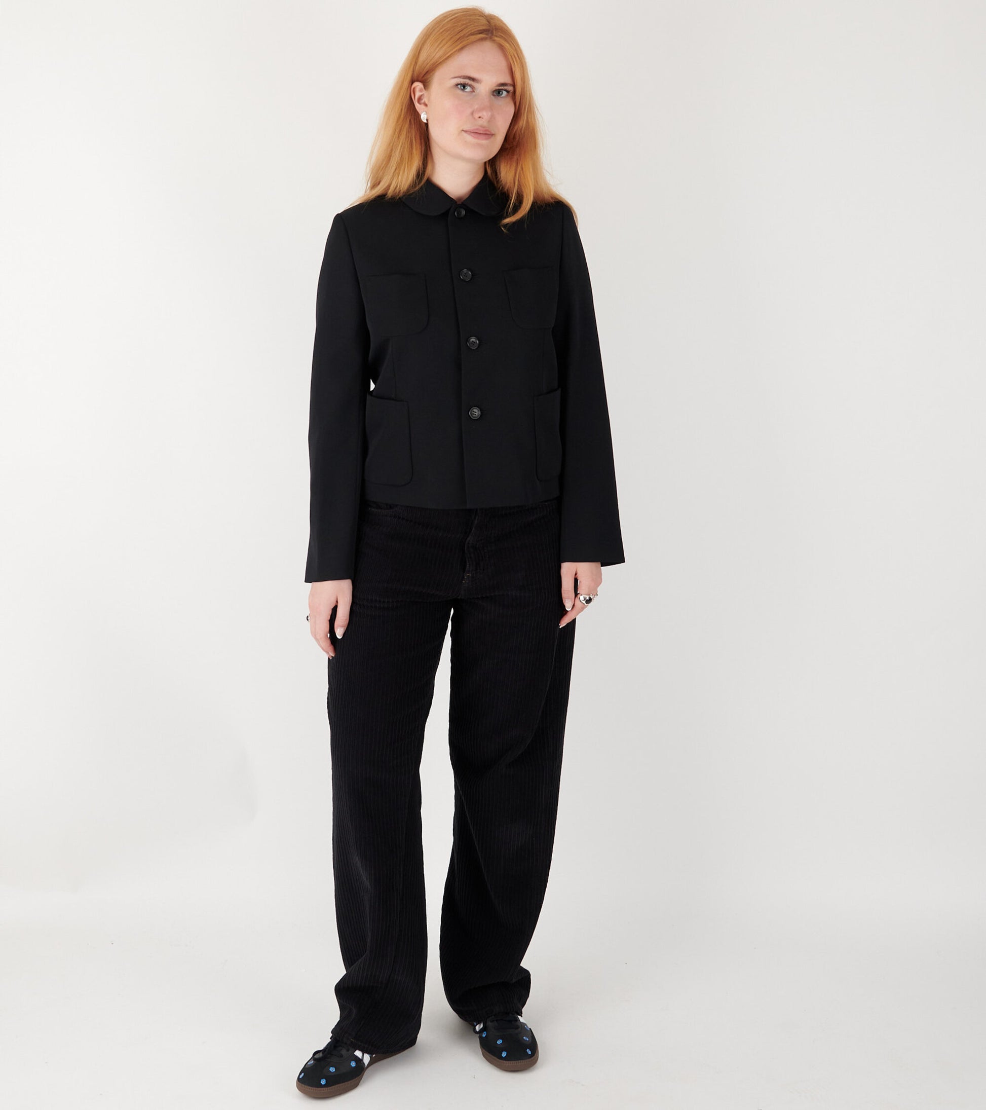 Wide Twist Cord Pants Black