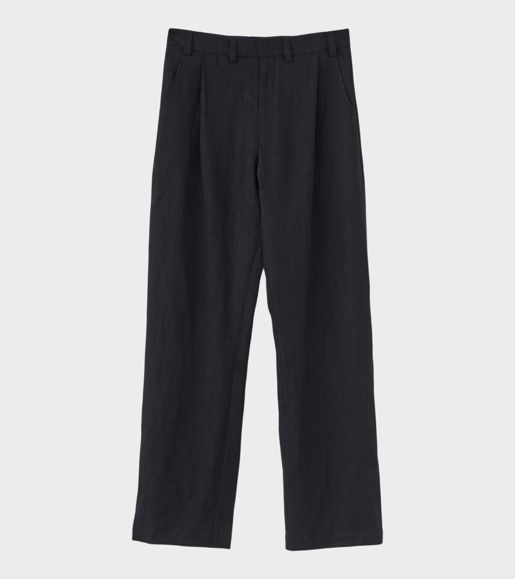 Linen Box Pants Black
