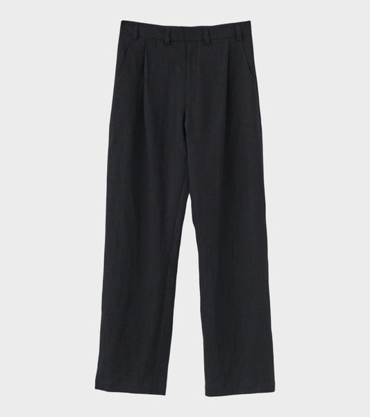 Linen Box Pants Black