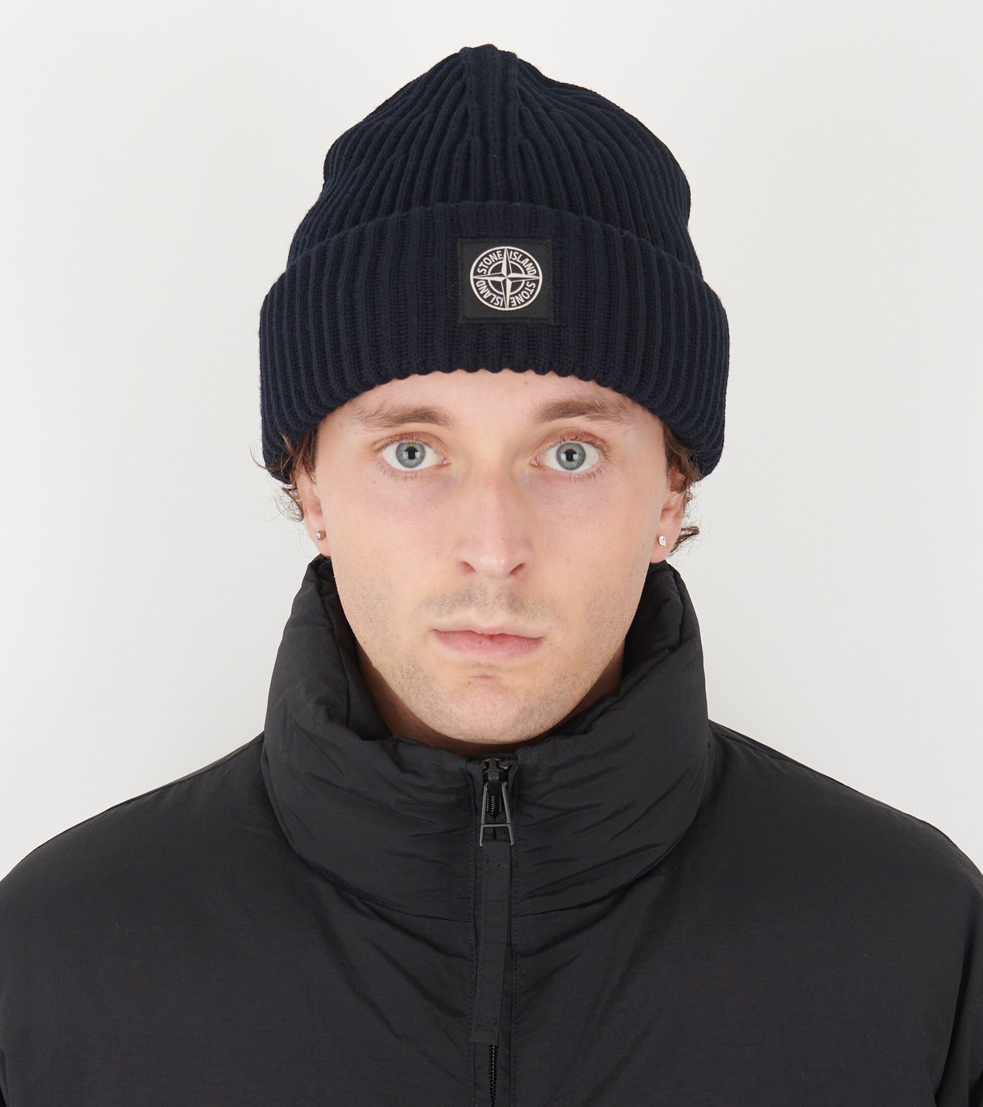 Rib Wool Logo Beanie Dark Navy