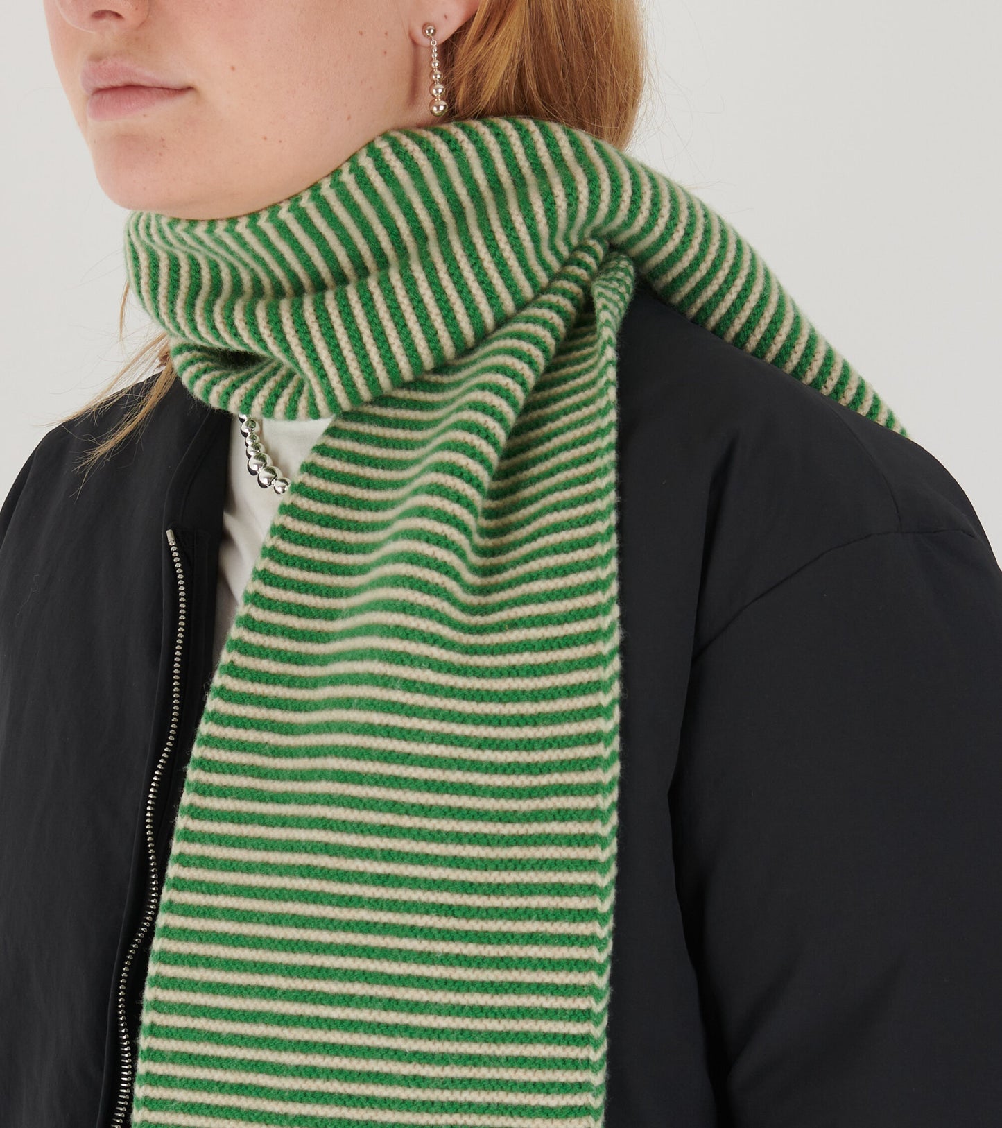 Large Striped Garter Stitch Scarf Pagoda/Oatmeal