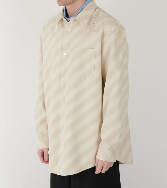 Striped Washed Denim Overshirt Bone