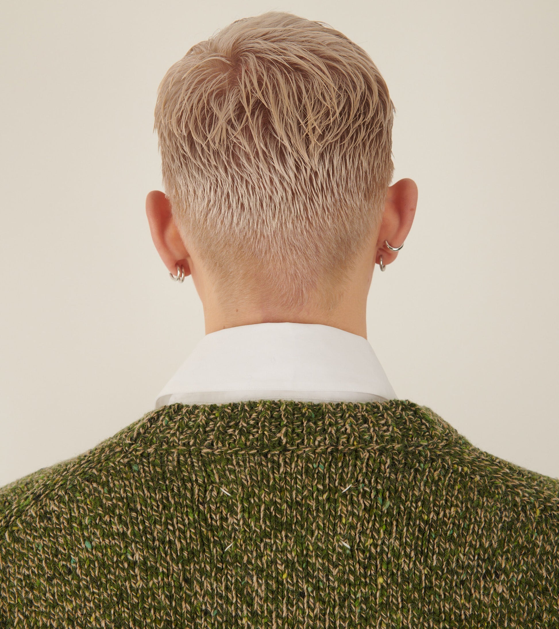 V-neck Wool Cardigan Green Mix