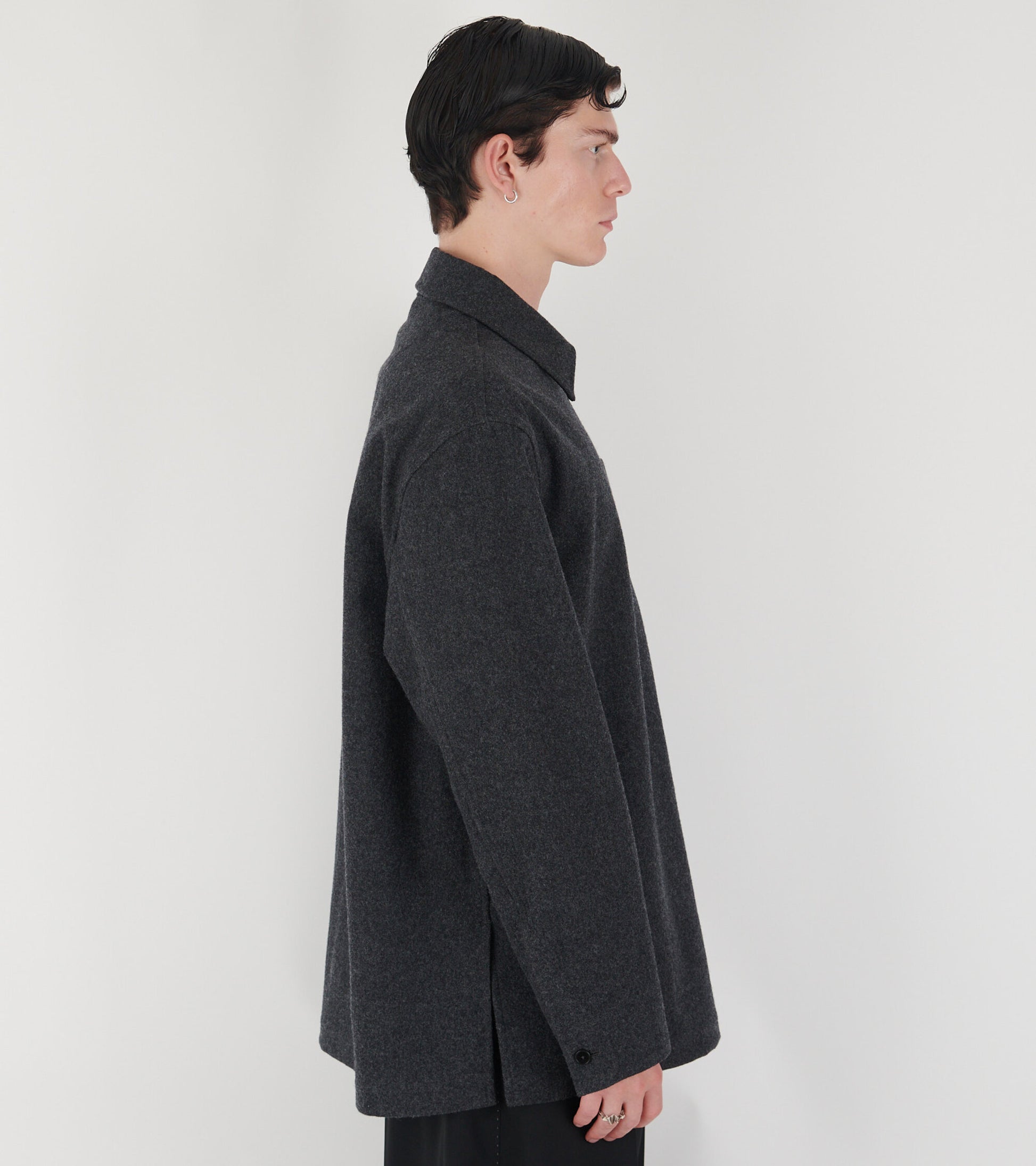 Wool Half Zip Overshirt Dark Grey