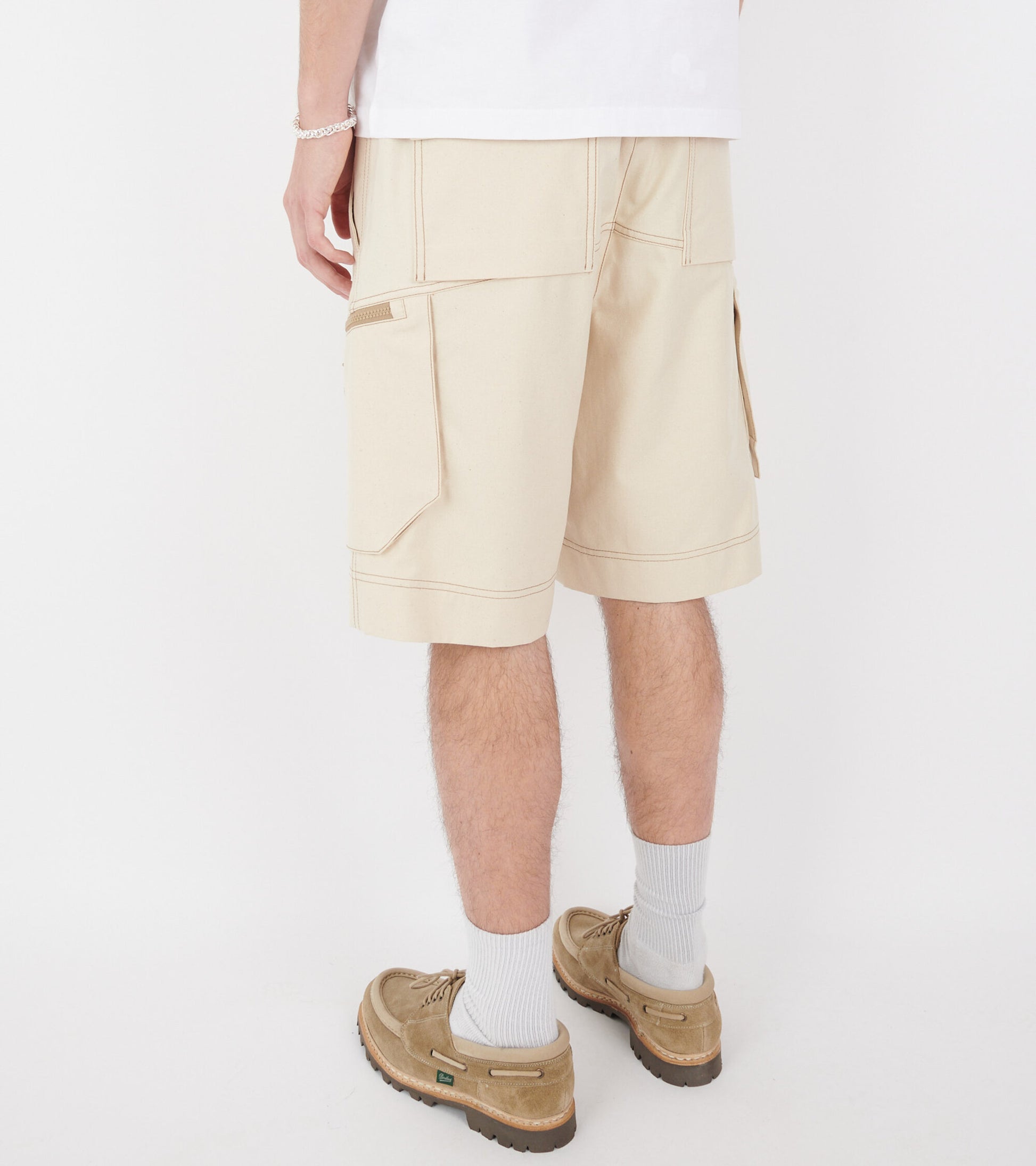 Cotton Drill Cargo Shorts Light Beige