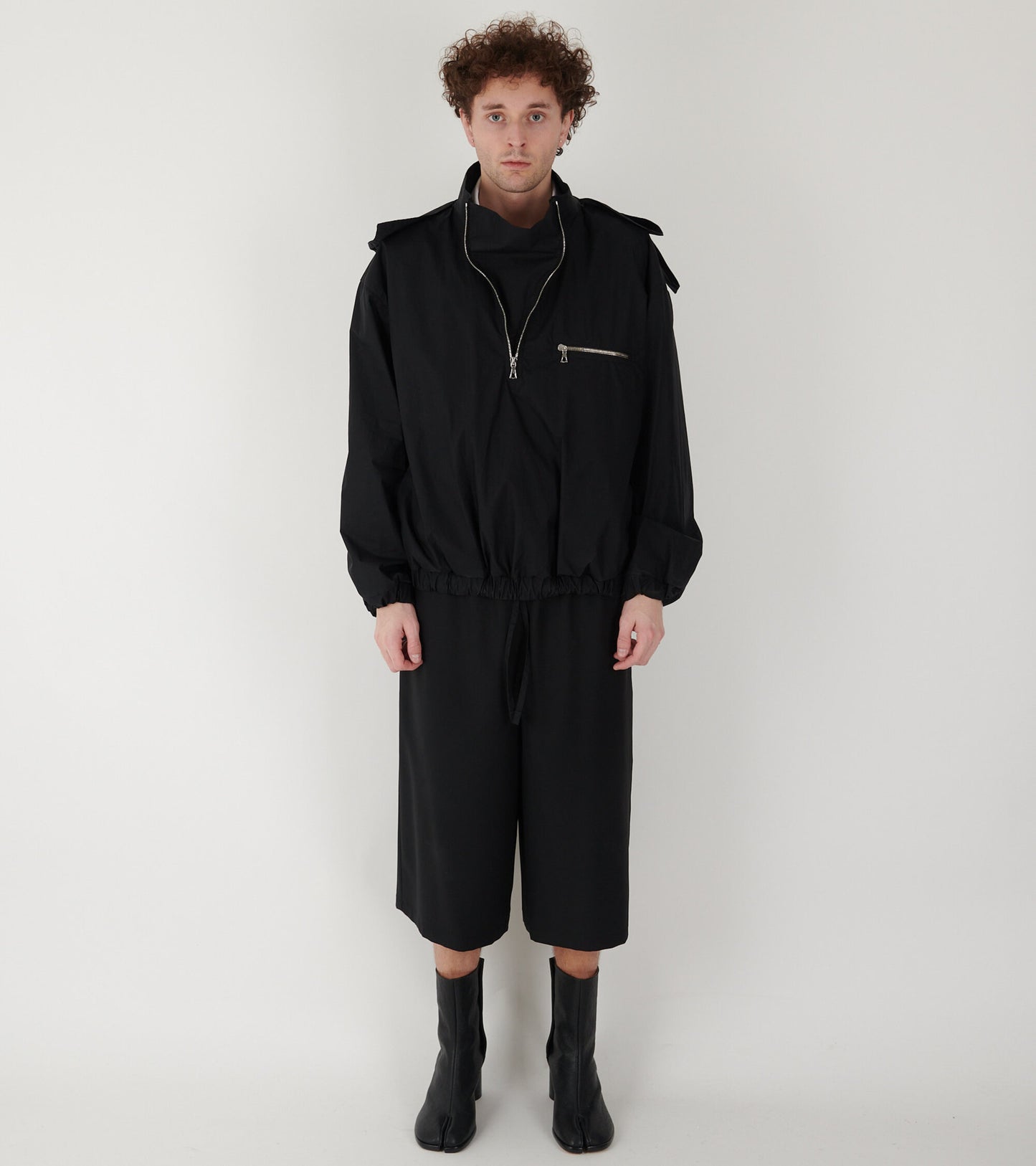 Waxed Poplin Windbreaker Black