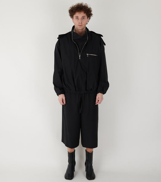 Waxed Poplin Windbreaker Black