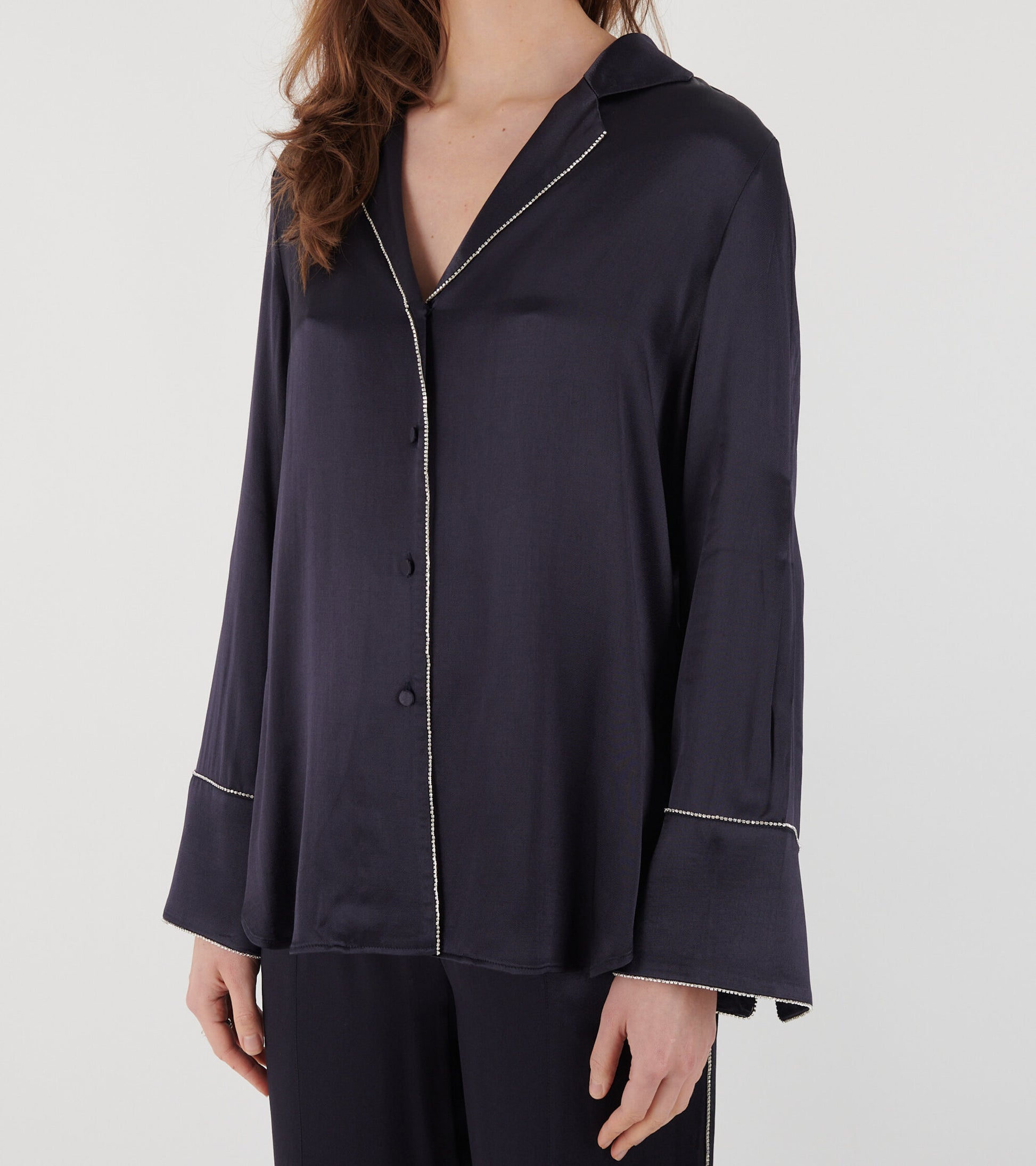 Phoebe Satin Shirt Midnight