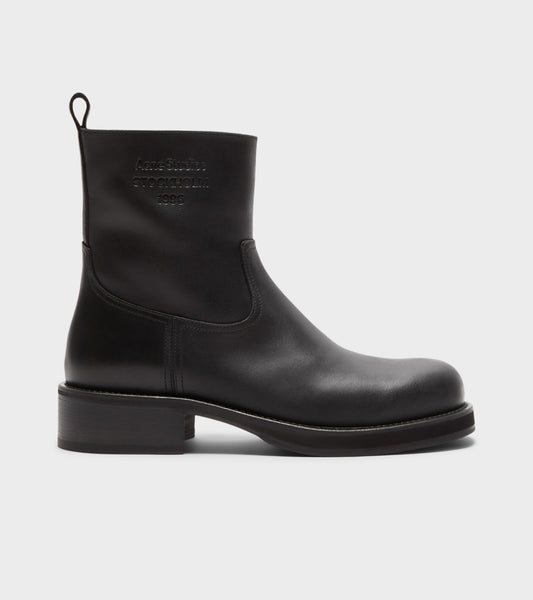 Waxed Leather Boots Black