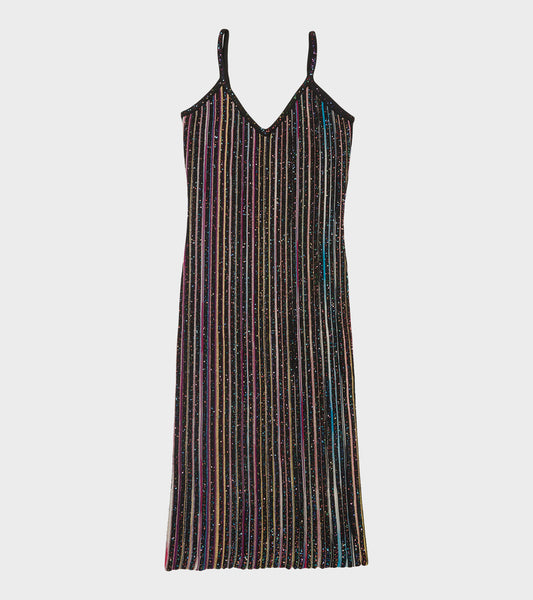 Sequin Dress Black / Multi Stripes