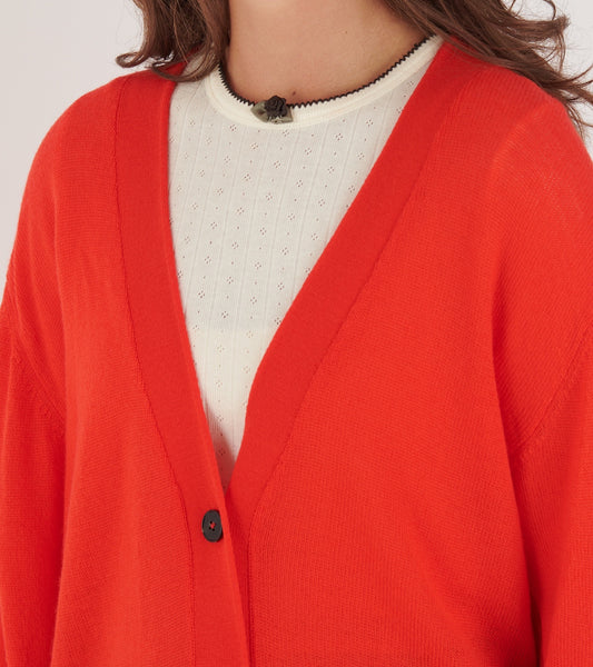 Wool Cardigan Bright Red