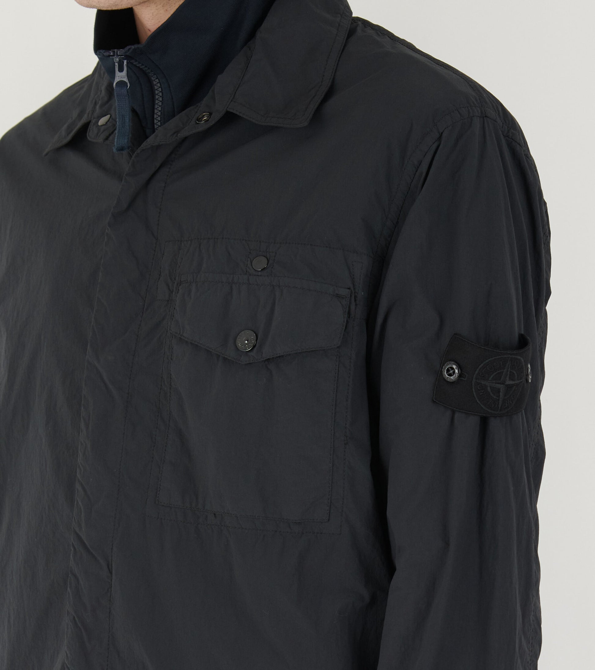 Ghost Nylon Crinkle Overshirt Black