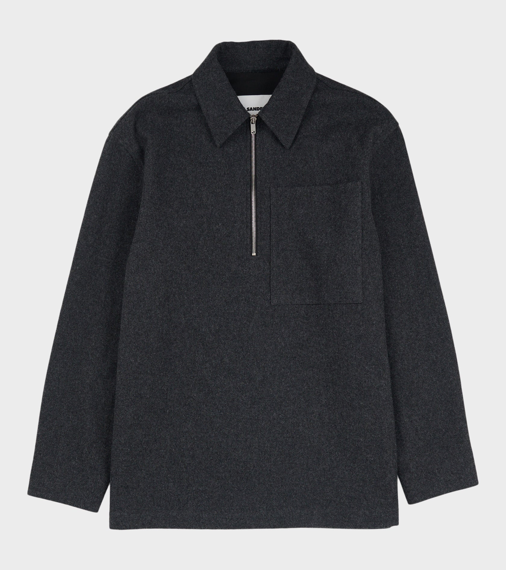 Wool Half Zip Overshirt Dark Grey