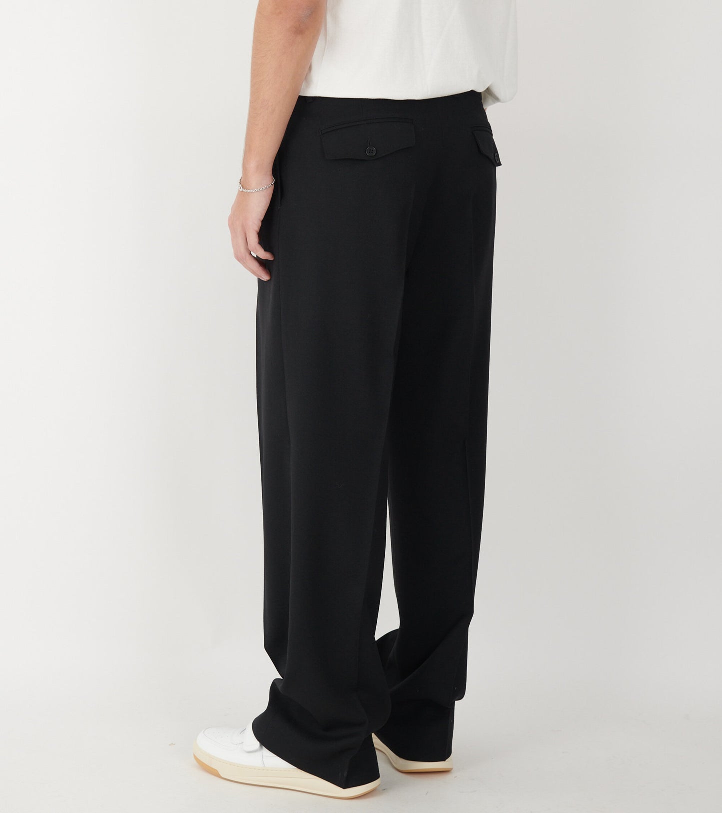 Wide Pleated Trousers Black
